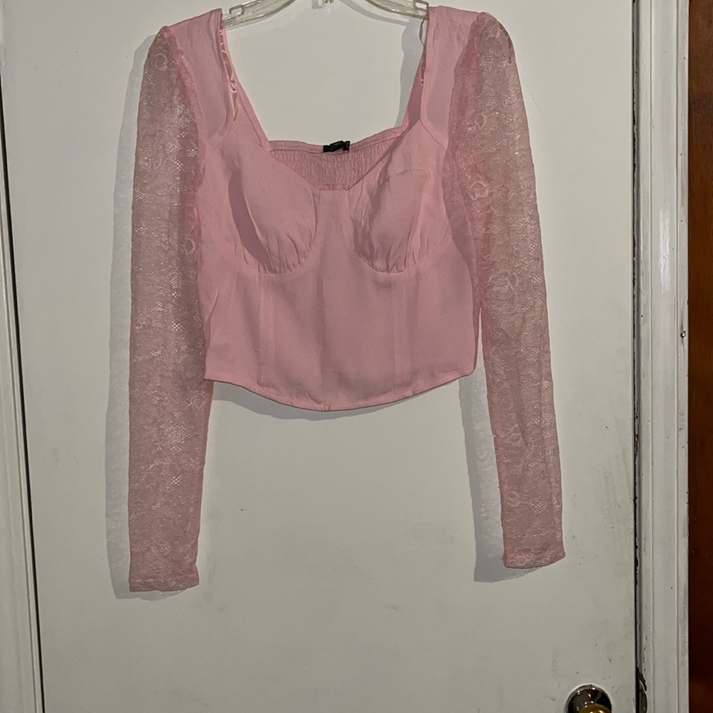 Elegant Pink Lace Women's Top